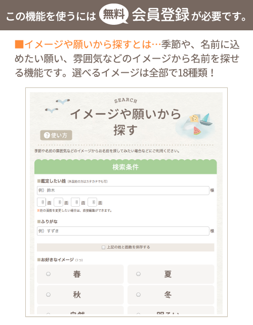 イメージや願いから探す 紹介 姓名判断にもとづいた赤ちゃんの名づけサービス 良運命名