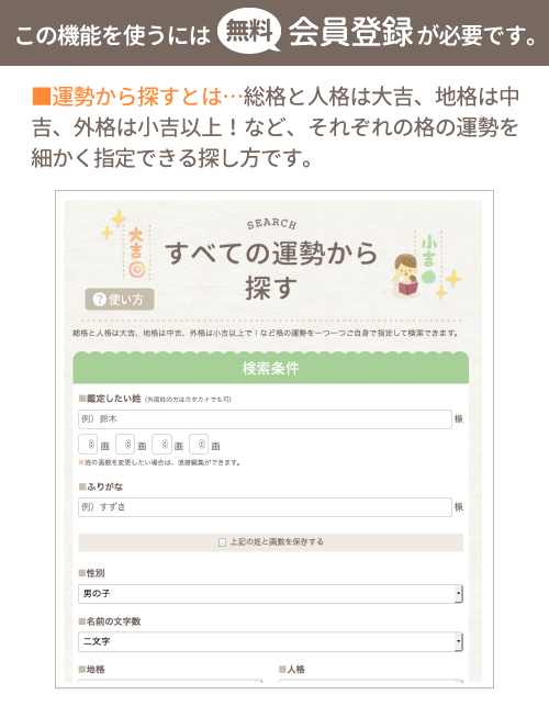 すべての運勢から探す 紹介 姓名判断にもとづいた赤ちゃんの名づけサービス 良運命名