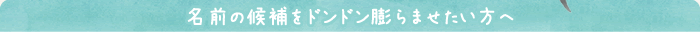 名前の候補をドンドン膨らませたい方へ