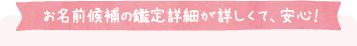 お名前候補の鑑定詳細が詳しくて、安心！